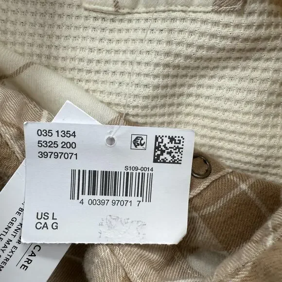 American Eagle Shirt Mens Large‎ Brown White Plaid Lived In Thermal Lined - Picture 4 of 11